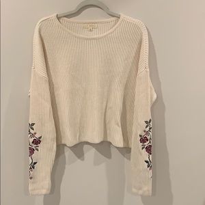 Cream Sweater With Embroidered Flowers